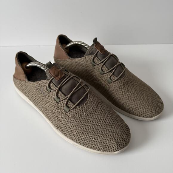 Olukai Alapa Li Shoes Mens 9.5 Knit Casual Lace Up Slip On Olive Mesh Trainer - Picture 1 of 9